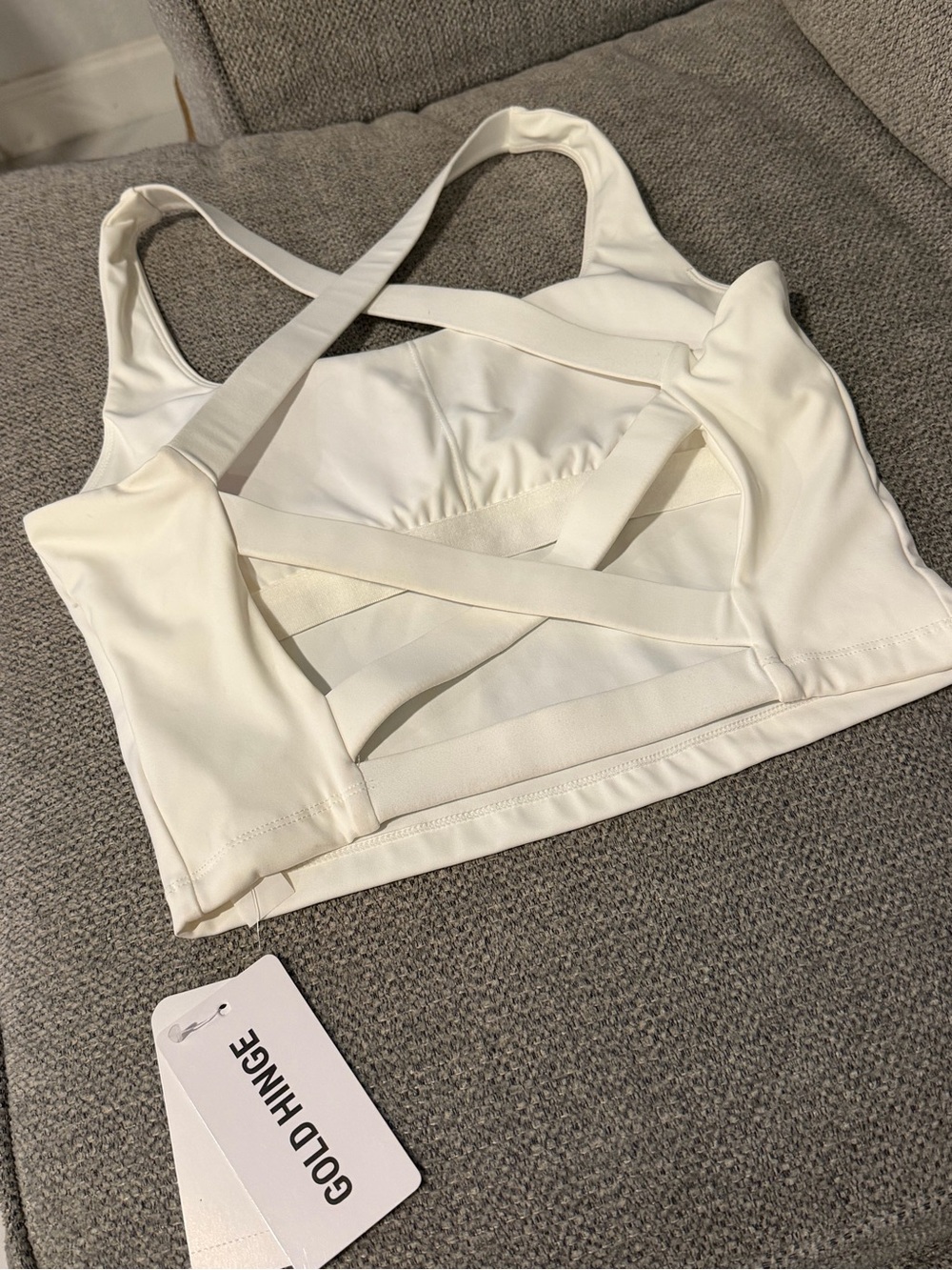 White Cropped Cross-back Athletic Top